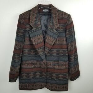 Vintage Braetan Southwestern Aztec Wool Blend Coat Blazer Medium